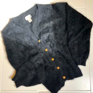 Vintage ESPRIT Black Angora Cropped Cardigan